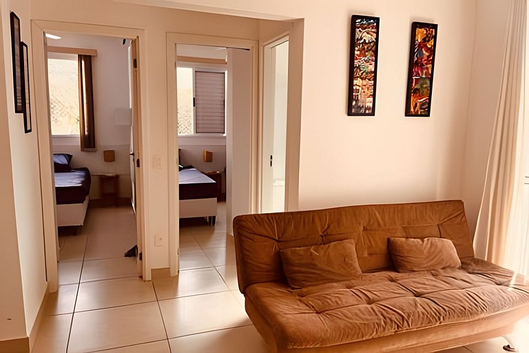 Piscina/Sauna a 250m Praia Toninhas c/ AC e Wi-Fi