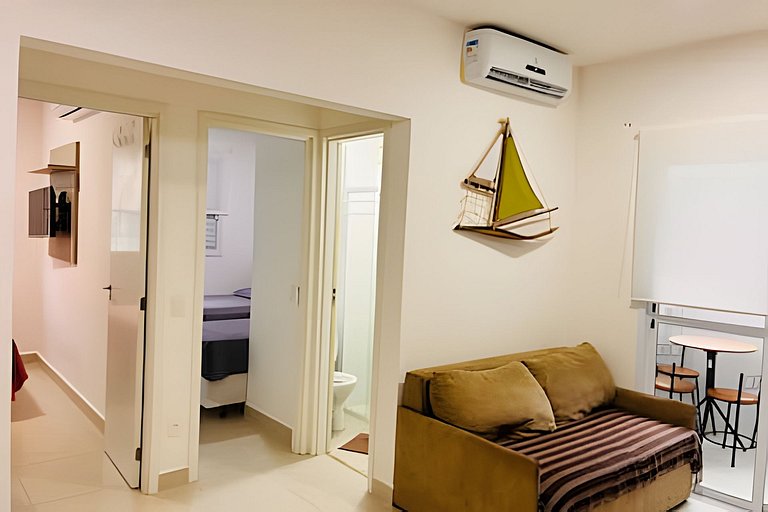 Lindo Apê com piscina, sauna, a 250 metros da praia e Wi-Fi