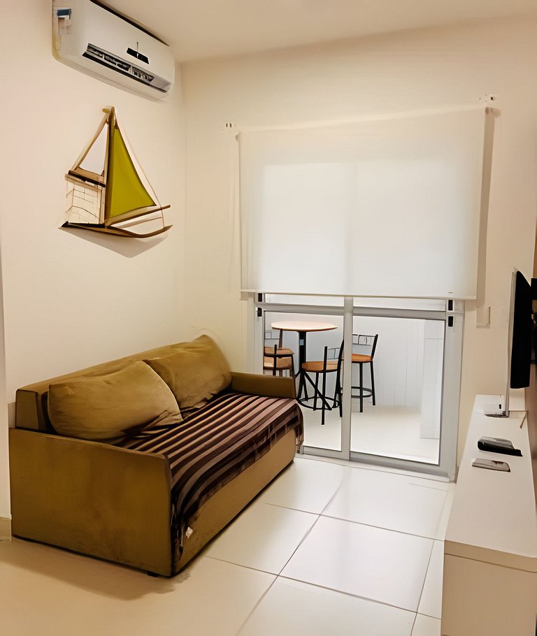 Lindo Apê com piscina, sauna, a 250 metros da praia e Wi-Fi